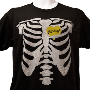 I Love Pittsburgh Rib and Heart Distressed Skeleton T-shirt