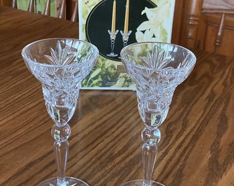 Mystique Two Crystal Candlesticks 6 1/2", 17cm, 24% Lead Crystal, Made in France