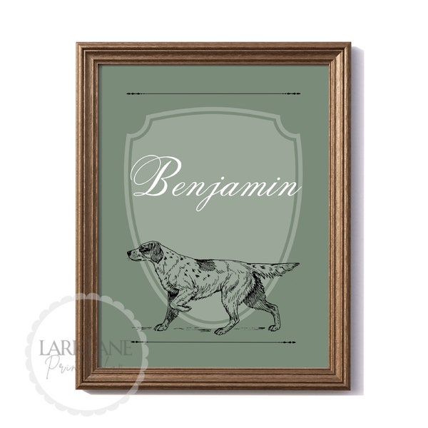 Baby Boy Hunting Nursery | Custom Printable Wall Art | English Country Traditional Style in Dark Green