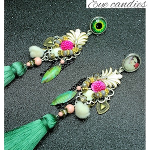 Long chandelier filigree earrings, tassel earrings, carnival earrings, Quirky Earrings, Colorful Earrings, statement earrings