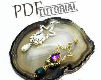 Step by Step, beadweaving tutorial, PDF earrings tutorial, jewelry instructions, Beading Tutorial, Beadwork, Beading pattern