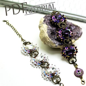 PDF cuff tutorial, jewelry instructions, pdf embroidery, Beading Tutorial, Bead embroidery, Beading pattern, DIYStep by Step