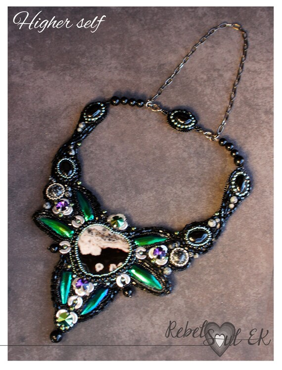 Artisan Jewelry Large Beaded Collar Statement Necklace Fantasy