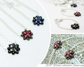 Black, blu, fucsia  star jewelry set, star pendant, star bracelet, sparkling necklace, Swarovski stars, winter jewelry, constellation set