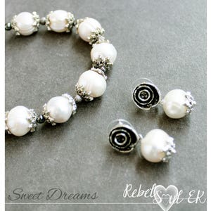 white pearls  set for bride, simple pearl jewelry, pearl jewelry set, large pearls, Bracelet Earring Set, natural pearl