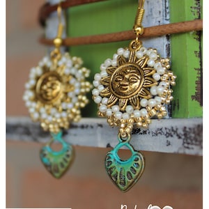 Orecchinibsole, ricamo, orecchini con cuore, orecchini semplici ,orecchini d'oro, Tarot, gioielli ,simbolico