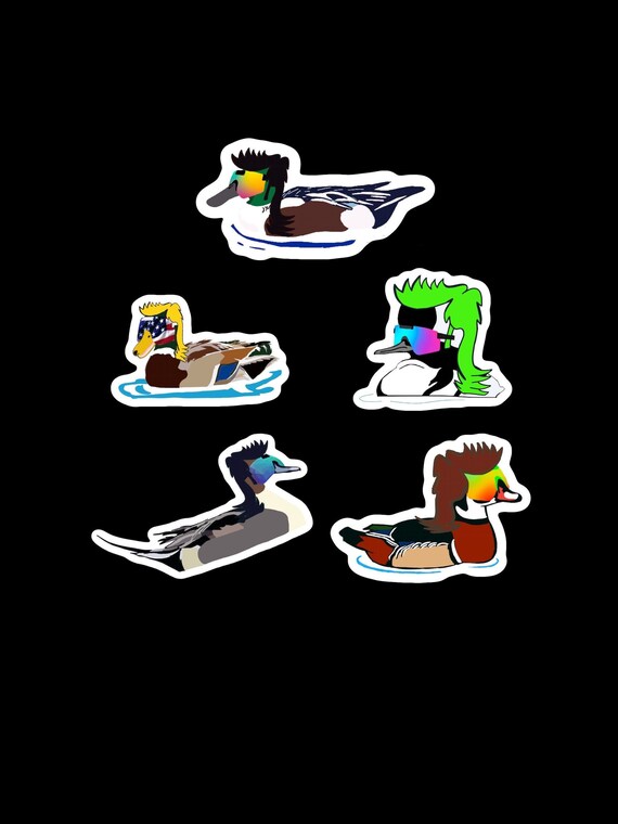 Set of 5 Ducks in Retro Sunglasses With 