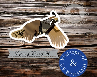 Quail sticker car truck boat decal tool box hard hat gift