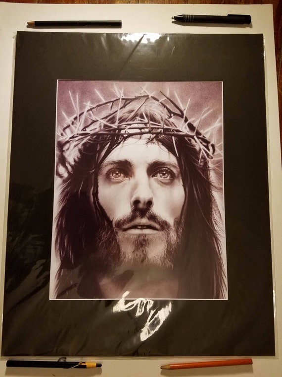 16 X 20 Pouces Emmêlés Impression Du Dessin Au Fusain Original De Jésus Christ