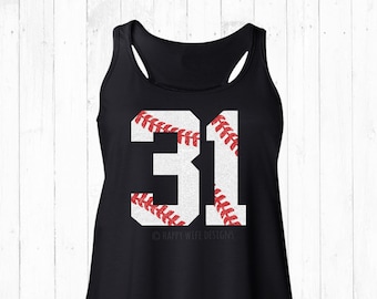 Custom Baseball Mom Tank, Baseball Mom Shirt, Glitter Baseball Mom, Baseball Numbers with Laces, Baseball Team, Personalized Baseball Shirt