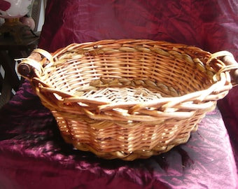 Vintage Wicker Bread Basket, French Country Rustic Home Decor