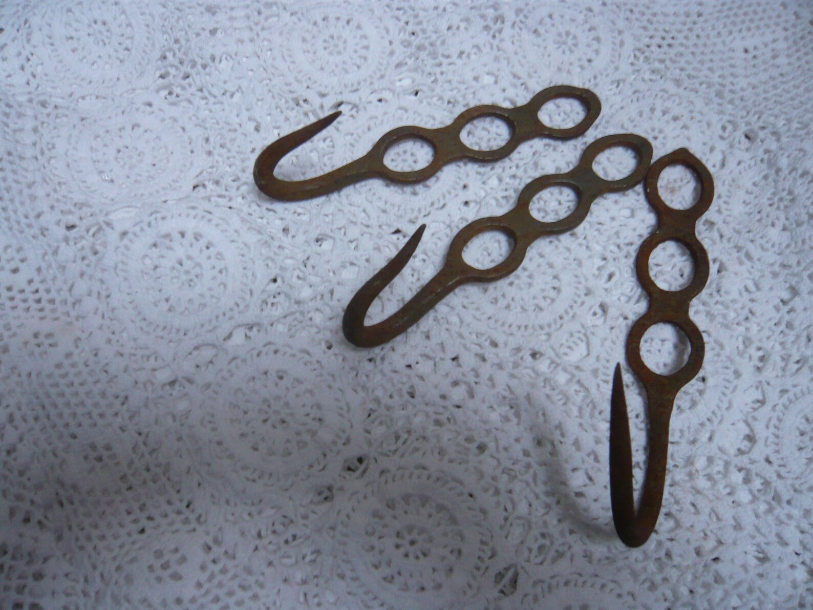 Set of French Antique Butcher Hooks Three Handmade Wrought Etsy