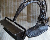 Genuine french ART NOUVEAU  desk lamp in heavy wrought iron decorated with rose flowers and leaves.1930.Rare collectible.