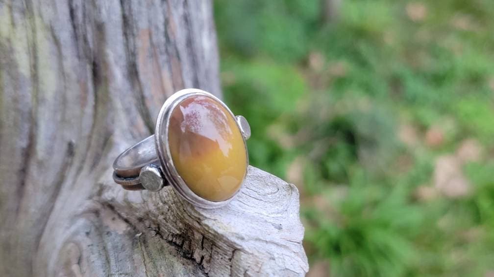 Oval Mookaite sterling silver ring size 11 ladies