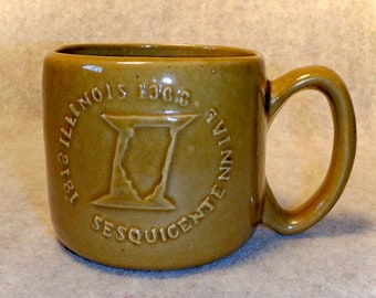 Illinois Sesquicentennial Ceramic Mug - Commemorative Souvenir Coffee - 1968