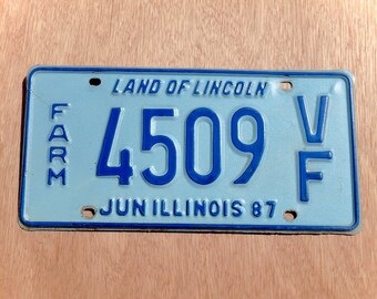 Farm License Plate - 1987 - Dark and Light Blue - Number 4509 VF