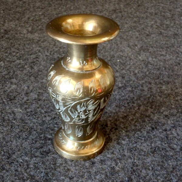 Engraved Brass Vase Etsy