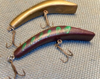 2 Handmade Vintage Wooden Fishing Lures For Recycle Decor Etsy