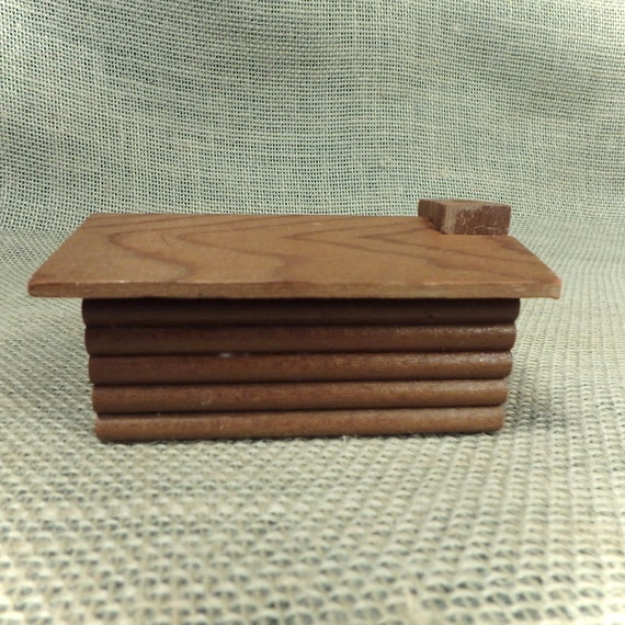 Vintage All Wood Old Souvenir Or Gift Log Cabin Incense Burner