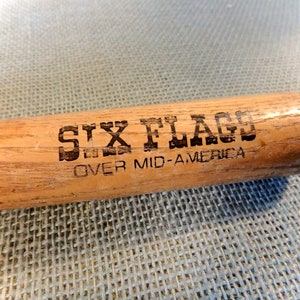 Six Flags Souvenir Wood Mini Baseball Bat - Note the Name &quot;Over Mid America&quot;