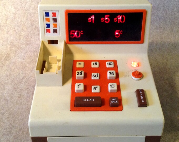 Vintage Toy Cash Register by Durham Industries Lights, Sound, Works