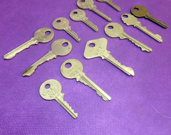 12 Vintage Yale Keys - Stamped with Letters and Numbers - All 12 Brass