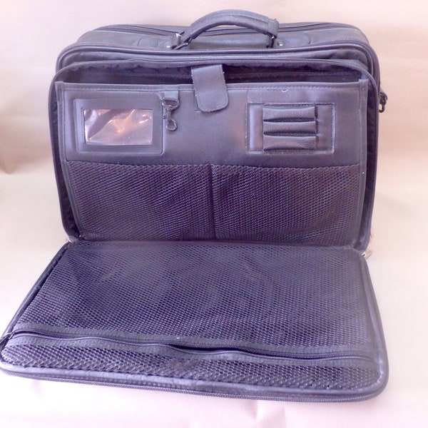 Vintage Gateway Computer Laptop Bag - Office Briefcase - Quality Made Satchel - Black - Handle And Shoulder Strap