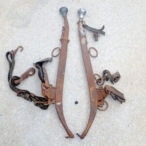 Horse Hames Matching Set - Wood and Rusty Iron Barn Decor - Farm Find - Rustic Primitive