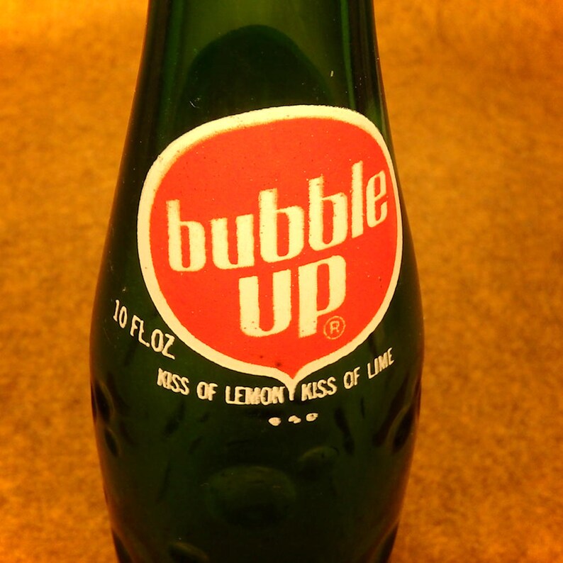 Bubble Up Soda Bottle 10 oz White Red ACL Vintage Pop Etsy