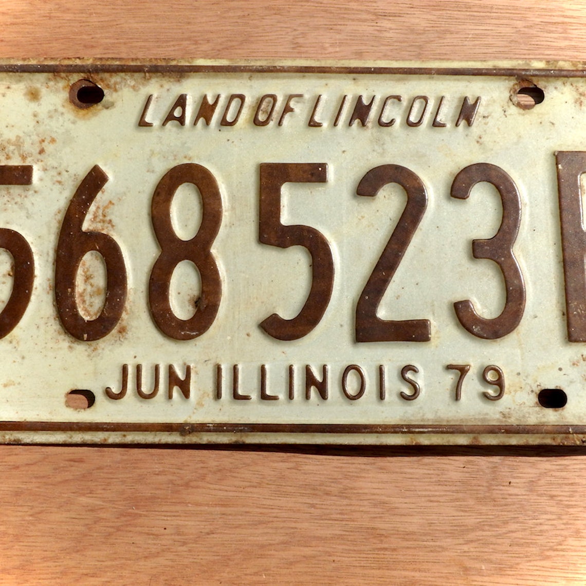 Placa de licencia de Illinois 568523B Brown On White Etsy España