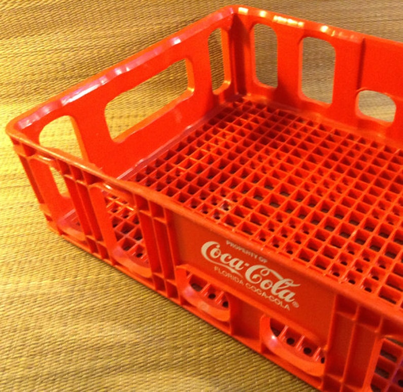 A Single Red Plastic Coca Cola Crate Tote Tray Box has the Etsy