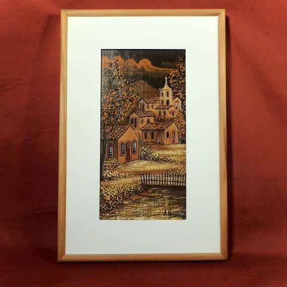 Carved And Painted Wood Plank Framed Artwork By A Nunes Etsy