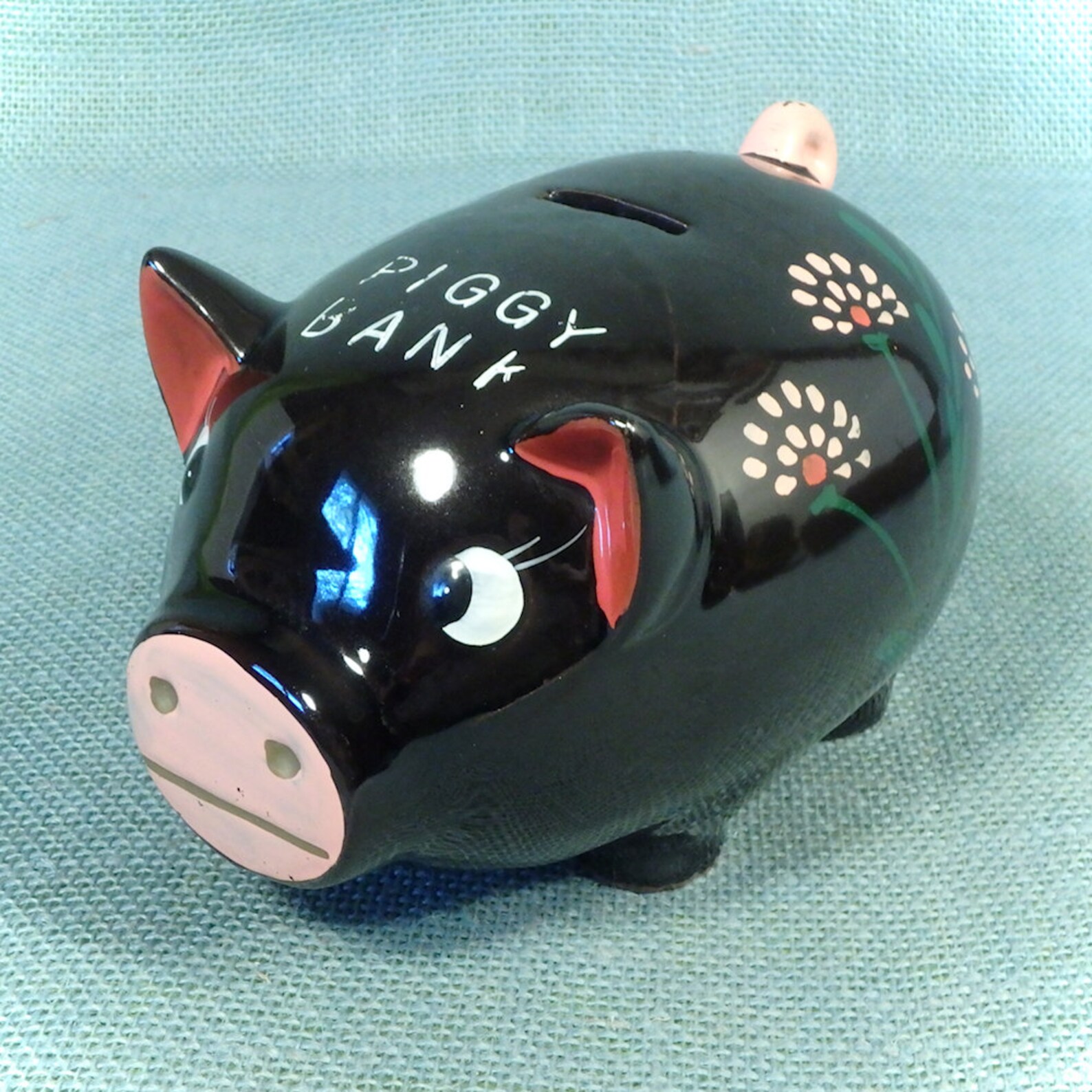 Vintage Ceramic Pig Piggy Bank Hand Painted Pottery Japan Etsy