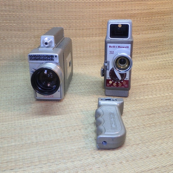 2 Vintage 8mm Movie Cameras - Bell & Howell 252, Kodak Zoom 8 Automatic Model 2