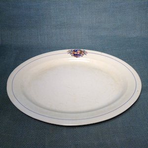 Harker Pottery Semi Porcelain - Serving Platter - Large Oval - Floral with Blue Line