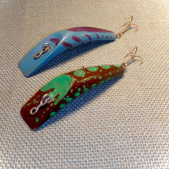 2 Handmade Vintage Wooden Fishing Lures For Recycle Decor Etsy