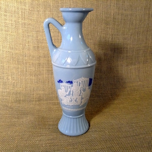 Jim Beam Greek Decanter - Light Blue Milk Glass - Bourbon Whiskey Liquor - Decorative Themed -  1962