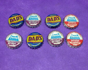 8 Vintage Cork Lined Bottle Caps - Dad's Root Beer - Fanta - 8 Quantity