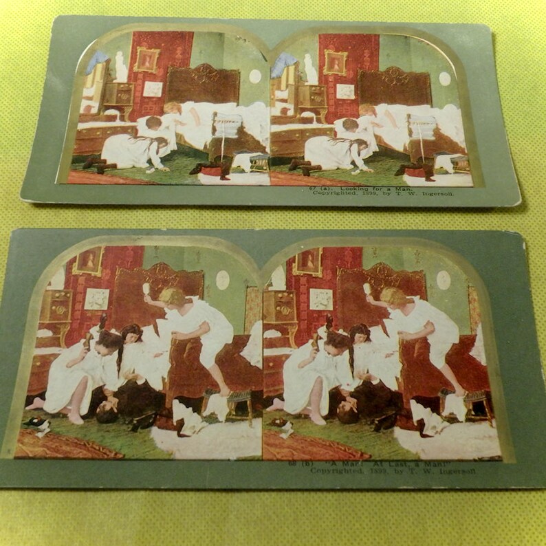 Stereoscope Card Story Pair titled looking for A - Etsy
