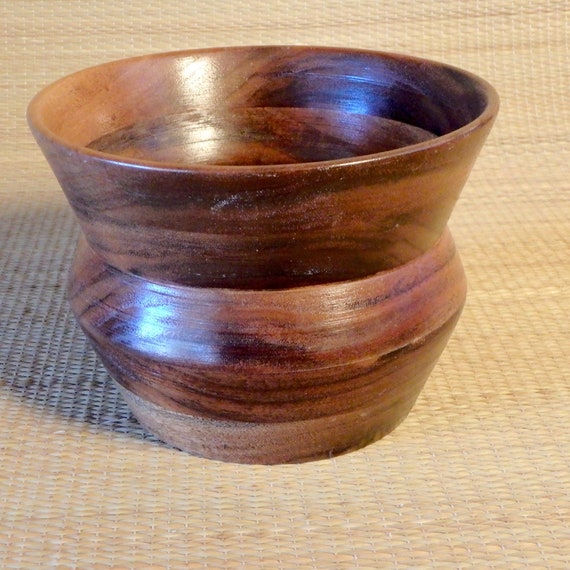 Turned Wood Bowl Five Bands of Wood Signed Woodcraft Etsy
