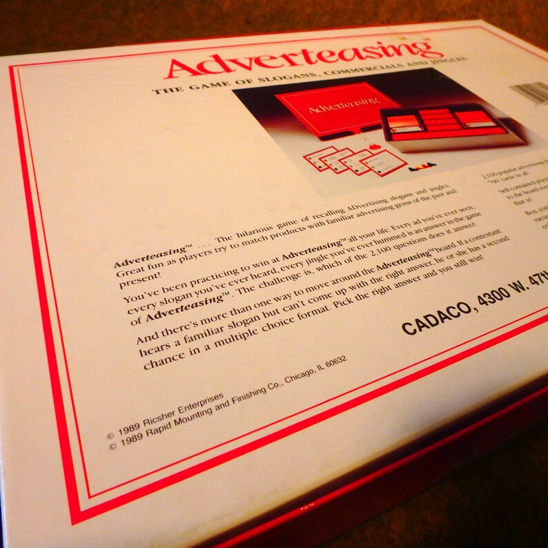 Vintage Adverteasing Board Game c.1988 Slogans Commercials ...