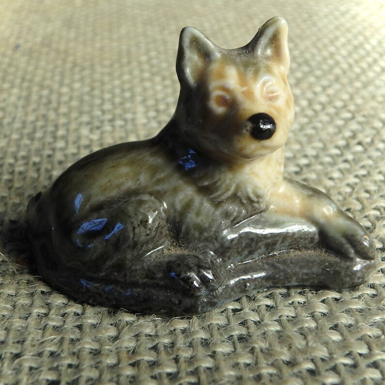 Wade Dog Figurines Two Vintage Miniature Porcelain Made in Etsy