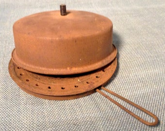 Vintage Popcorn Popper Pan - Open Flame - Rusty Decor - Unusual Design