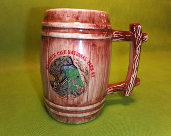 Mammoth Cave Barrel Mug - Old Ceramic Souvenir Made in the USA! Marked EBRINK