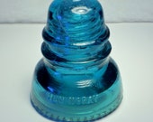 Hemingray no. 40 Aqua Glass Insulator - Air Bubbles and Number 5 on top