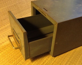Vintage Industrial Office, Style all Metal Card File Box, Gray, Steelmaster, Stackable