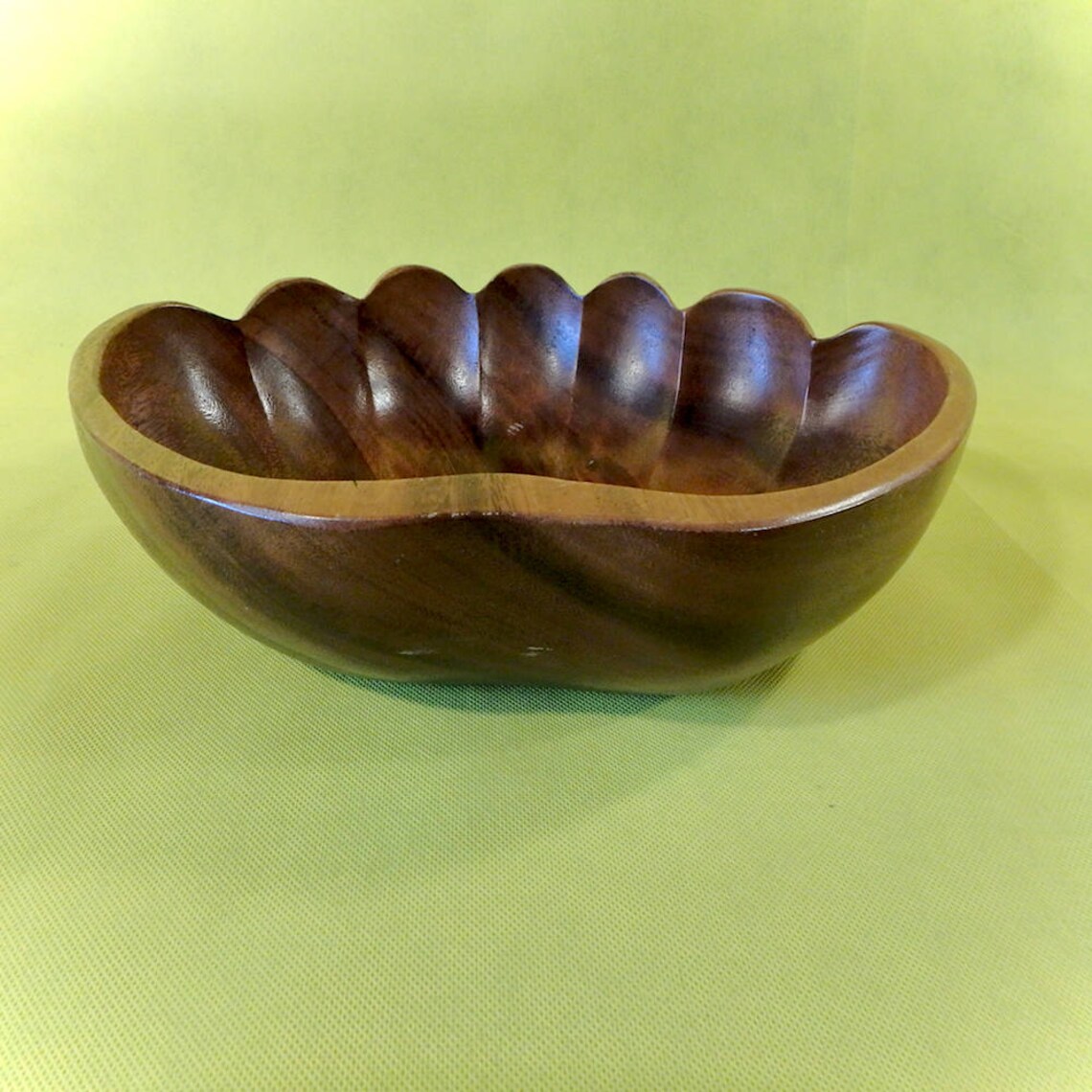 Monkey Pod Wood Bowl Large Scalloped Shaped Hand Crafted Etsy