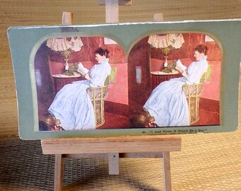 Stereoscope Card "I Just Knew It Would Be A Boy" - DIY - Birth Announcement - Decor
