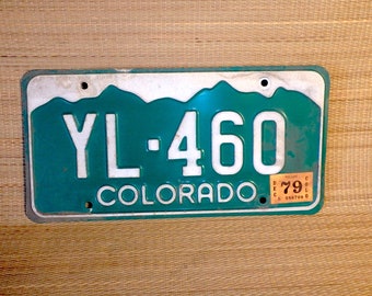 Colorado License Plate - YL 460 - White on Green - Dated  1970's