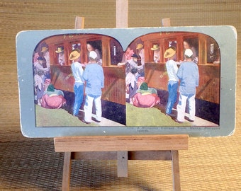 Stereoscope Card "A Philippine Railroad Train, Manila" - DIY Framed Décor